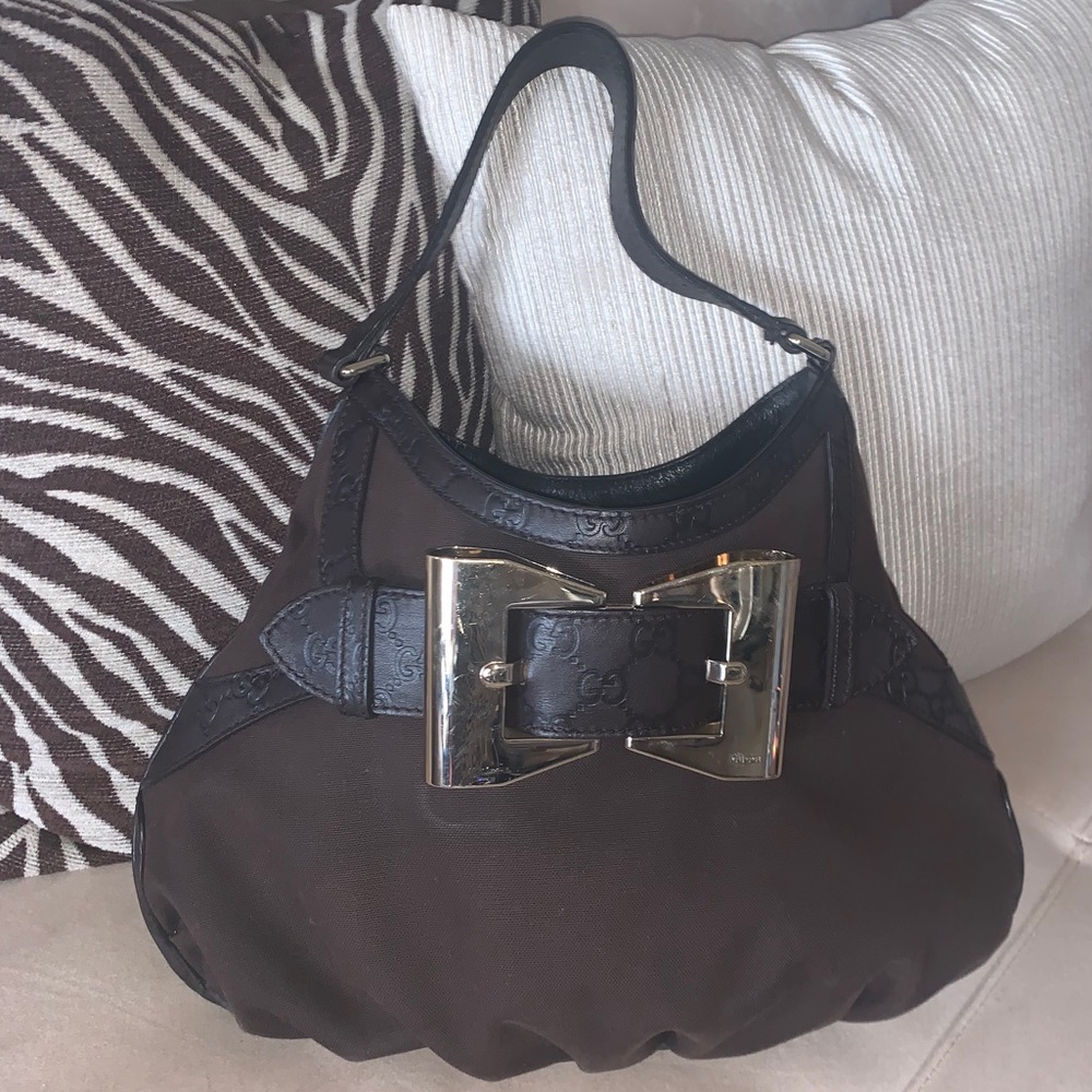 Authentic Gucci Fabric and Leather Handbag 279158
